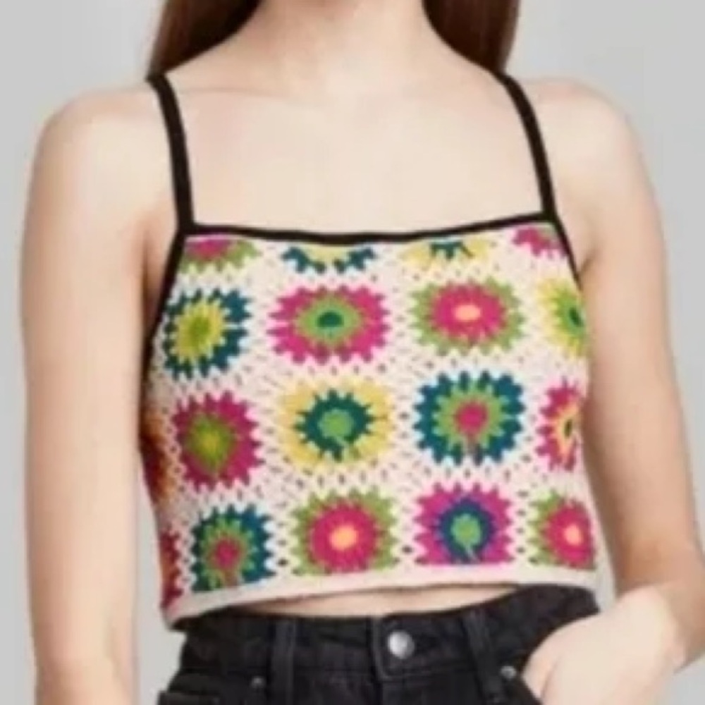 Wild Fable Multicolor Crochet Crop Top